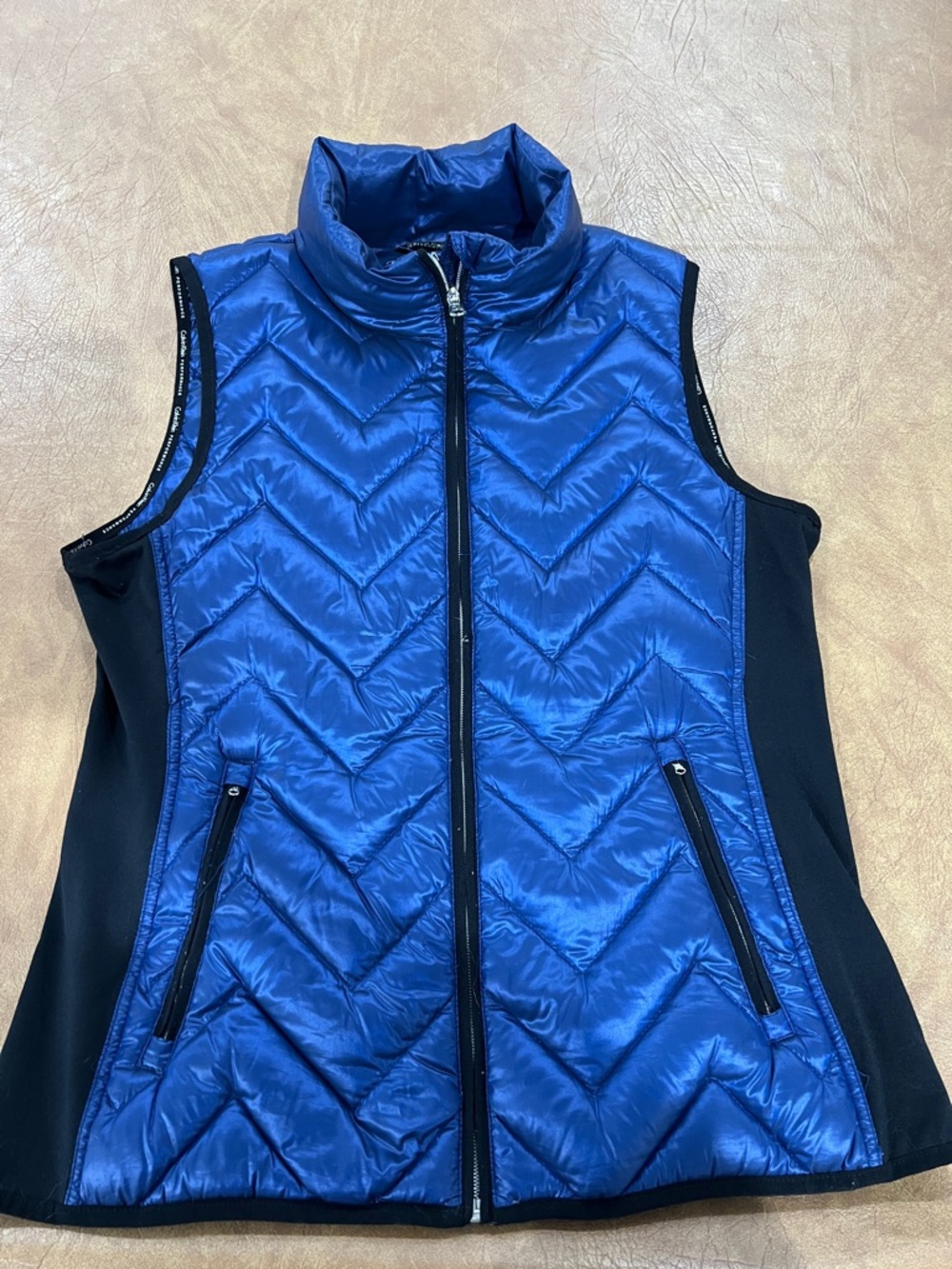 Calvin Klein Performance Royal Blue Quilted Puffer Vest with Black Panels